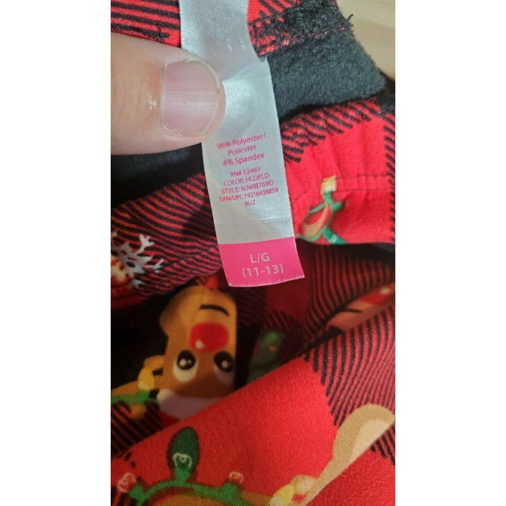 No Boundaries Red Plaid Lounge Pajama Pants Reindeer Fleece Lined Juniors‎ Large - Picture 4 of 6